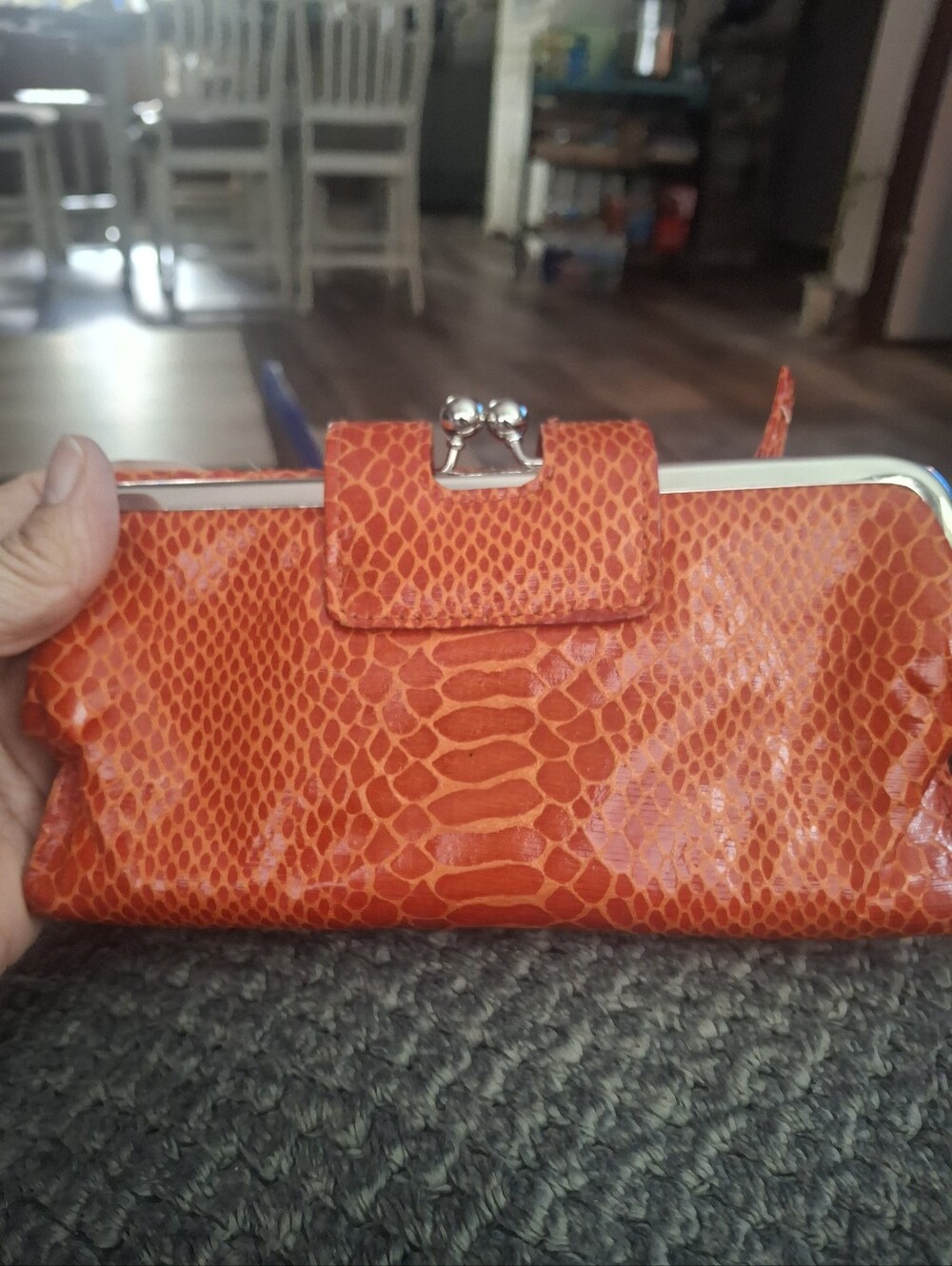 Orange Snake-Embossed Wallet - Picture 2 of 8